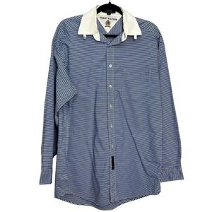 Tommy Hilfiger Men's Dress Shirt Blue Striped Long Sleeve Collared Size‎ 16-34